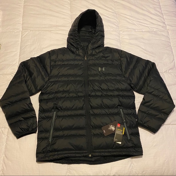 Under Armour Other - Under Armour Down Hooded Jacket Black NEW 2XL $150